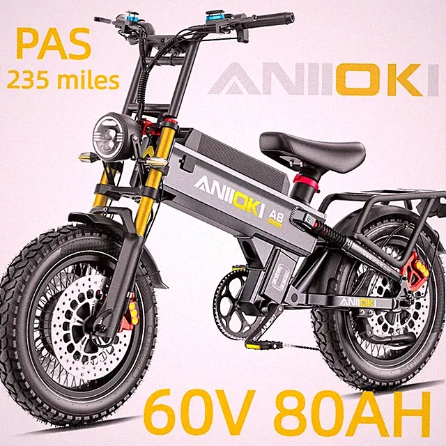 20" Fat Tire 6000W Motor 60V 80AH 42MPH Electric Bike for Adult E-Mountain Bike