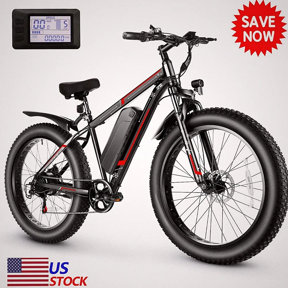 500W Adult Electric Bike Cruiser Bicycle 13AH 48V 26" Off-Road Fat Tire Ebike US