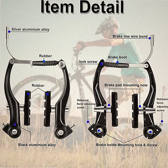 Bike Brakes Set, V-Type Bicycle Brakes, Universal Front and Rear Bicycle Brak...