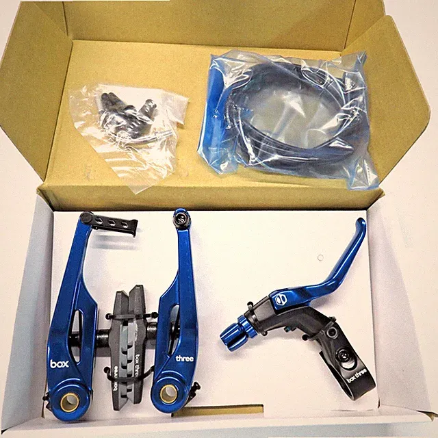 BMX V-Brake Kit BOX THREE PRO With Lever and Cable 108mm Blue