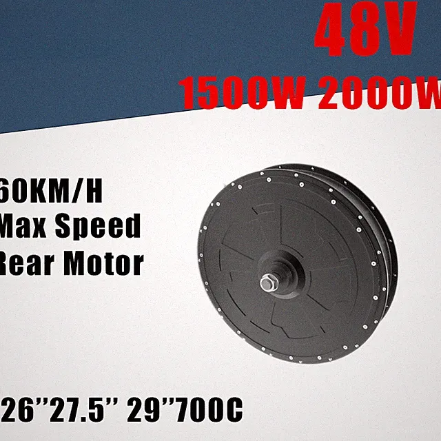 E-bike Rear Hub Motor 68V 1500W 2000W Brushless Gearless Motor Disc V Brake