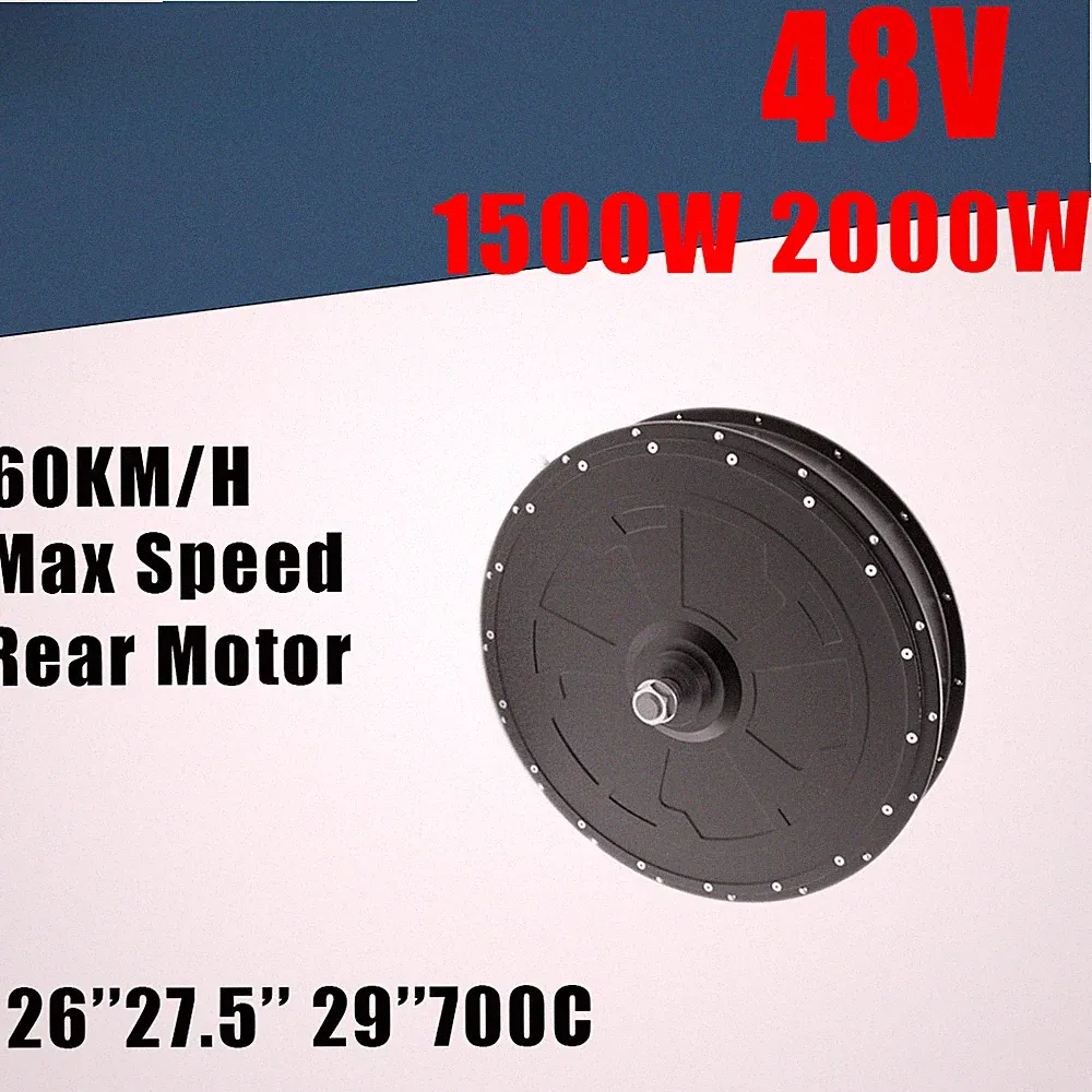Electric Bike 48V 1500W 2000W Rear Wheel Brushless Gearless Disc V Brake Motor