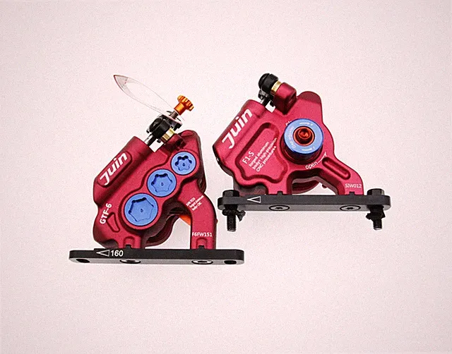 Juin Tech GTF6 Cyclocross Cycling 6-Piston Hydraulic Brake Caliper Set Red 1529