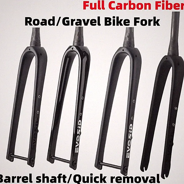 Road Gravel Bicycle 700C Carbon Fork Barrel Shaft Quick Remove Disc/V-brake Fork