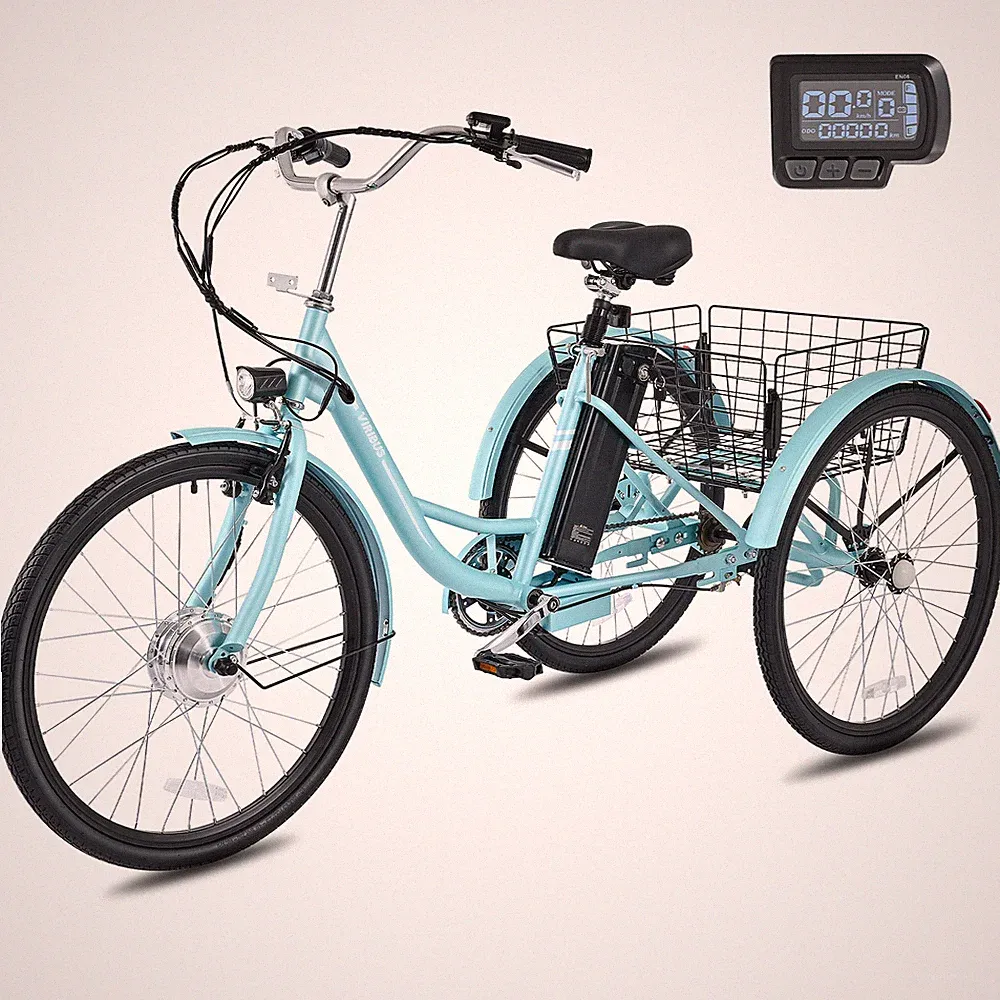 VIRIBUS 24"/26" Electric Tricycle Trike 250W 3-Wheel Adult Bicycle Bike Battery
